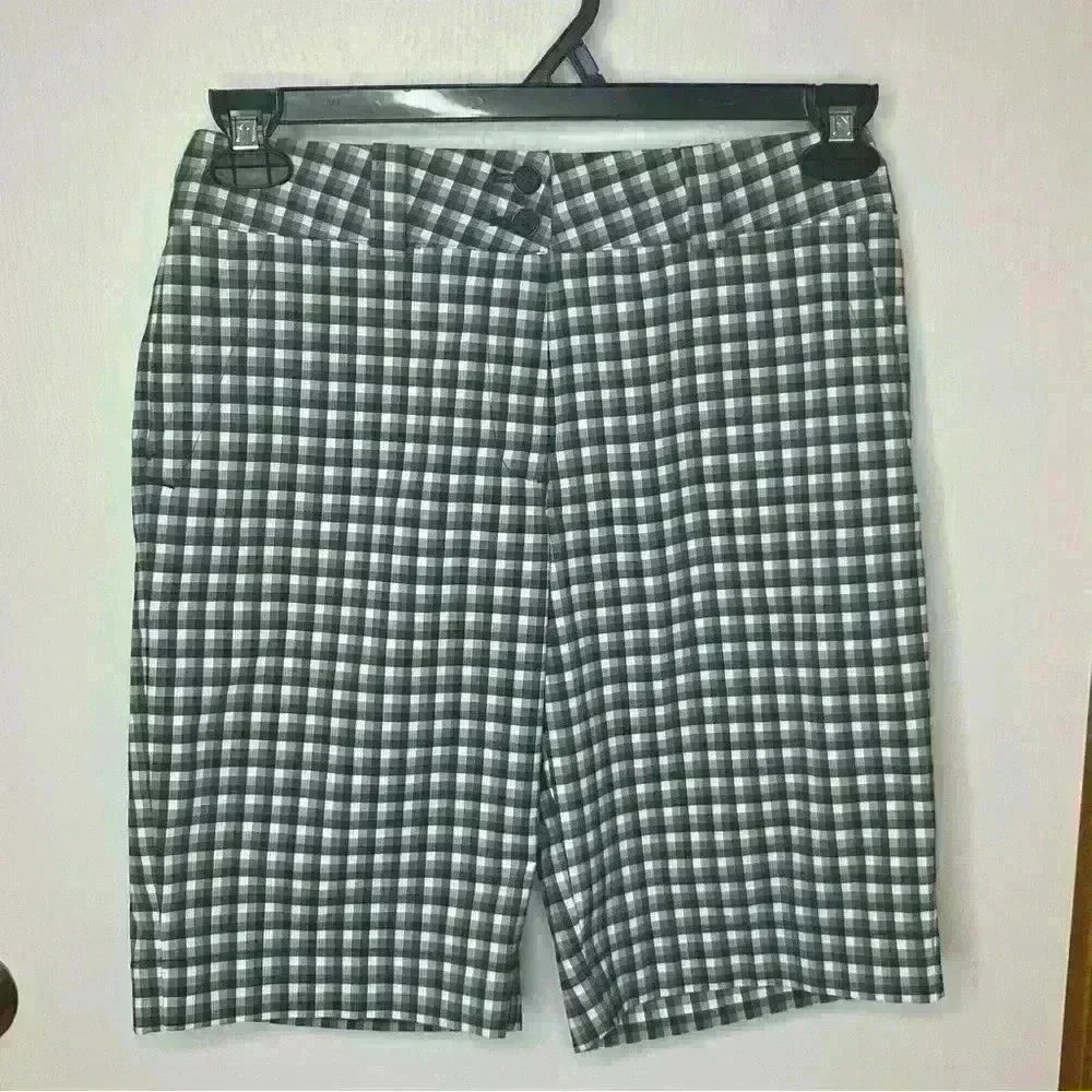 Nike‎ Golf Shorts Women Small Blue Gray Plaid Drifit Outdoor Casual